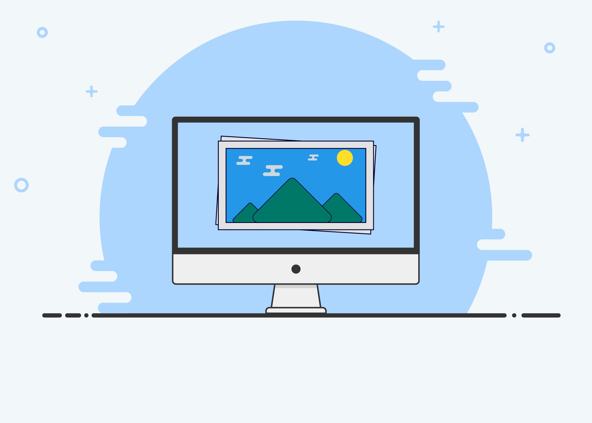 Illustration of a custom website design displayed on a computer screen
